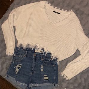 Cropped White Sweater